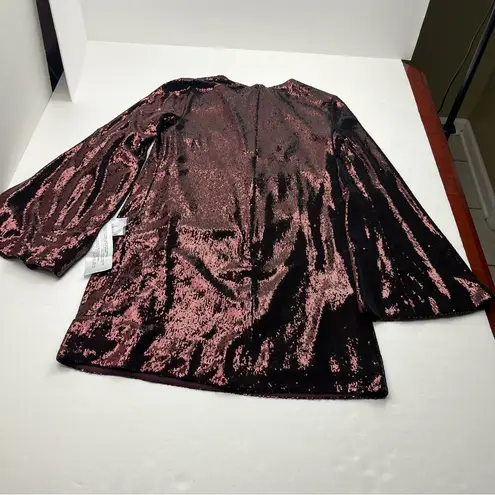 Dress the Population Maroon Port Liza Cape Sleeve Sequin Mini Dress Medium NEW