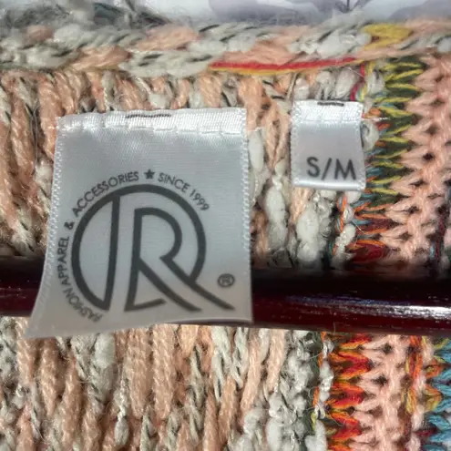 R Apparel Hooded Knit Cardigan Sweater Coat S/M Multicolor Boho Fringe Longline