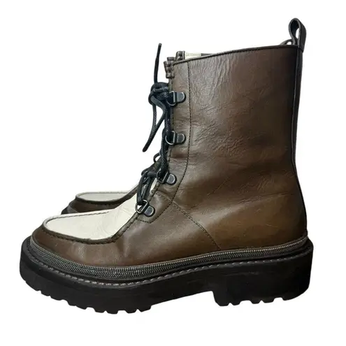 Brunello Cucinelli Leather Lace Up Combat Boots Size 36.5 or US 6.5