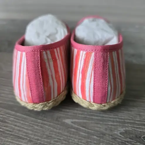 Lands End Classic Espadrille Flats Striped Pink White Devi Loafer Shoe Size 8.5