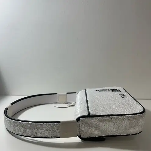 Staud I Love NY Tommy Beaded Shoulder Bag Purse Handbag White