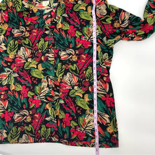 Bonworth Vintage  Colorful Tropical Rainforest Button Down Blouse Large