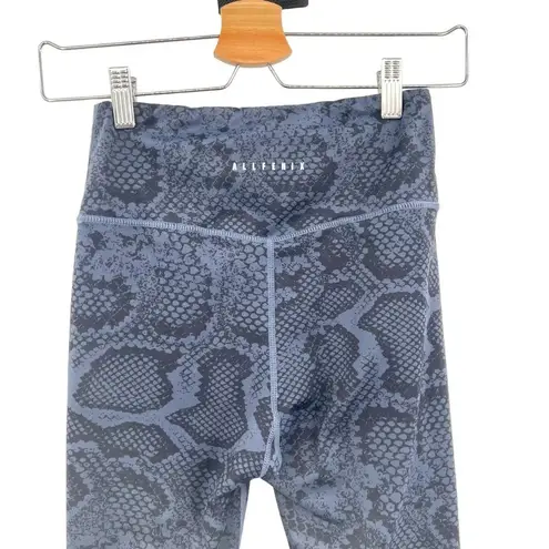 Allfenix Leggings Snakeskin Python Print 7/8 Length Navy Blue Black Size Small