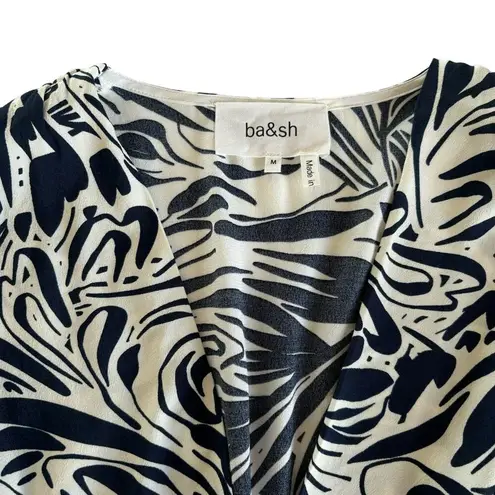 Ba&sh Cae Graphic Print Draped V-Neck Long Sleeve Blouse Size Medium NWT