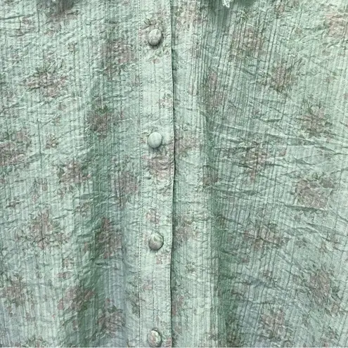 NWT Ivy City Co Hadley Blouse Pistachio Green Floral Lace Trim Collar Size XS