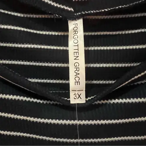 Forgotten Grace Dolman Sleeve Tie-Front Stripe Shirt Navy & White Plus Size 3X