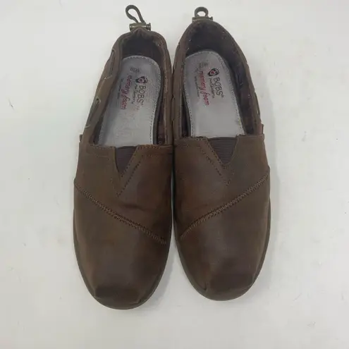 Bobs by Skechers Chill Luxe Brown Suede Look Flats Loafers Comfort Shoes Size 10