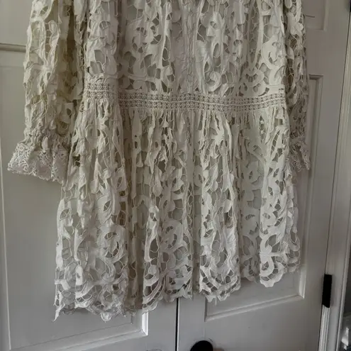 Ulla Johnson Albertine Dress Linen Lace Long Sleeve Pristine Guipure Size 2 XS