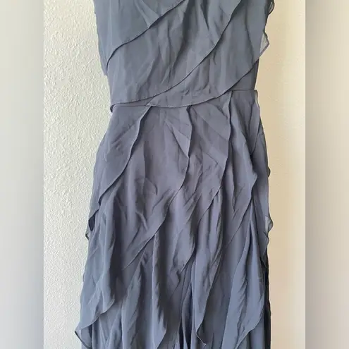 Carmen Marc Valvo ONE-SHOULDER Cascading Flouncy Dress in Black