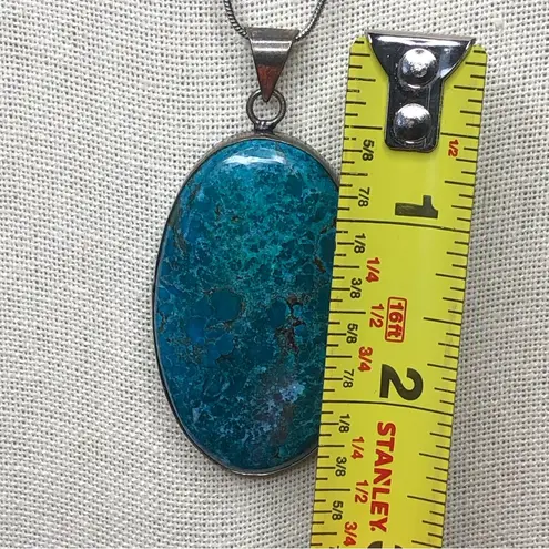 VINTAGE Turquoise and Pendant on New Sterling Silver Snake Chain