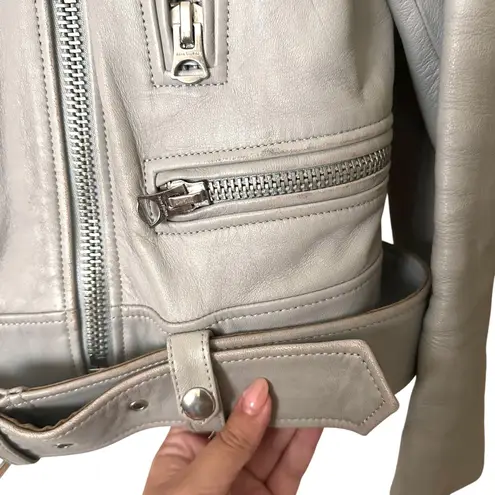 Acne Studios ACNE STUDIOS Leather Moto Jacket Grey Sz 38 (US 6)
