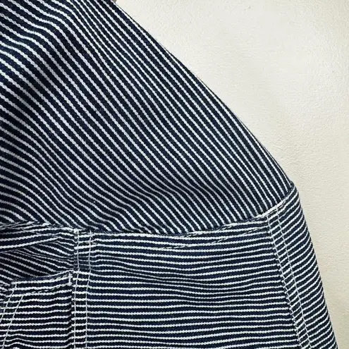 Norma Kamali Jacket Womens XS Denim Pinstripe Zip Front Long Sleeves