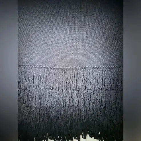 Soft Surroundings Soft Surroundings women’s Black 3/4 sleeve Dress Frizzy fringe midi Skirt XS