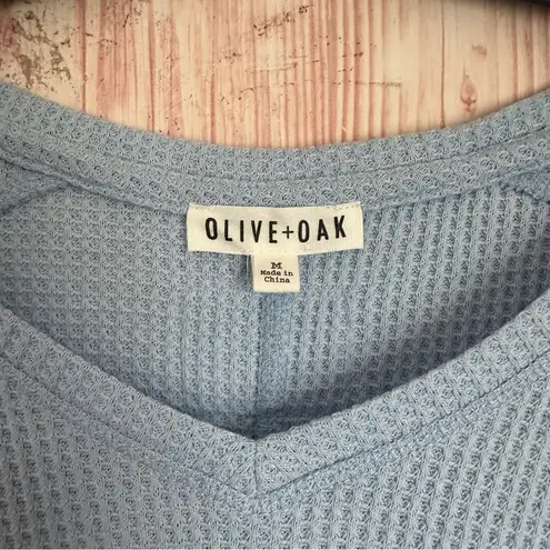 Olive & Oak Baby Blue Short Sleeve Waffle Knit V-Neck T-Shirt