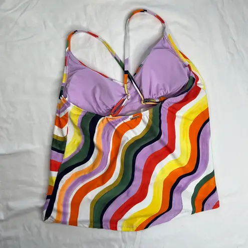 Anne cole Easy Triangle Colorful Wavy Stripe Tankini Swim Top Size M