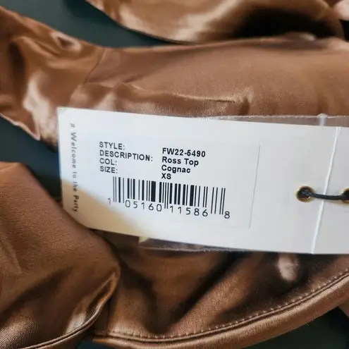 Retrofete Ross Top in Cognac Brown Size XS NWT Satin Padded Bust Strapless