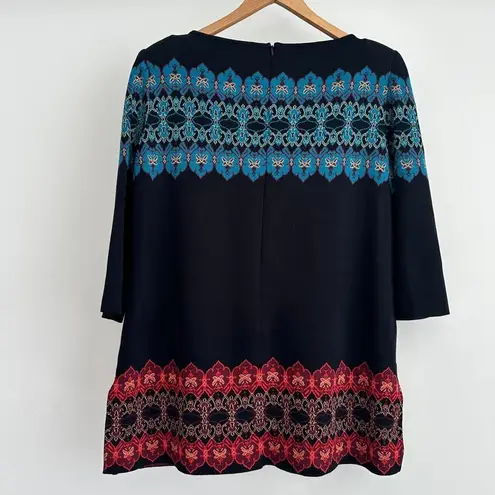 St. John Sweater Large Wool Blend Knit Damask Southwestern Mod Metallic Luxe Art