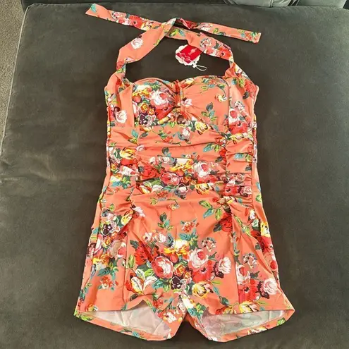 Women’s Halter Neck One Piece Tummy Control Bathers Swimsuit Boy Leg Size XL NEW