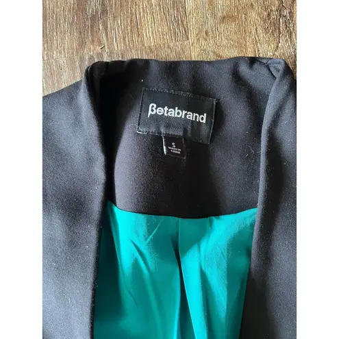 Betabrand Black with Teal Blazer Jacket Size Small