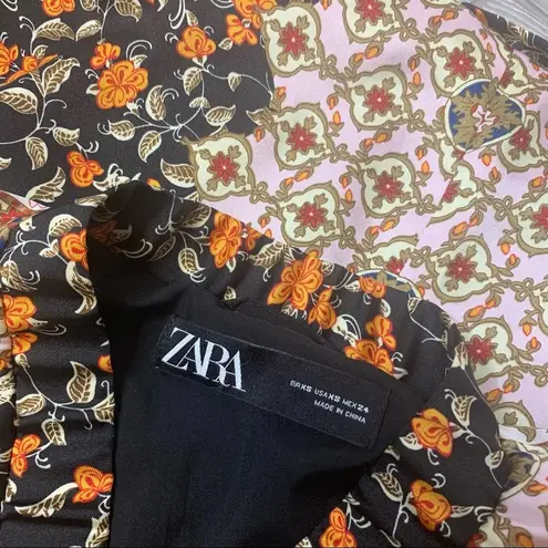 ZARA  satin scarf mixed print bomber jacket sz XS