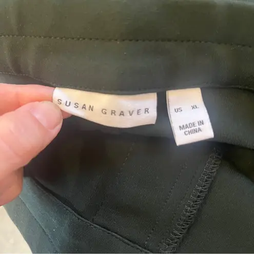 Susan Graver Liquid Knit Pants Womens Size XL Dark Green Front Pockets Classy