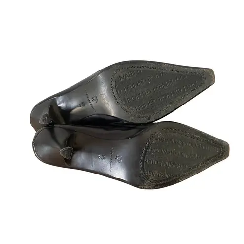 y2k Donald J. Pliner Black Satin & Embroidered Mules w/ Kitten Heel Size 9.5