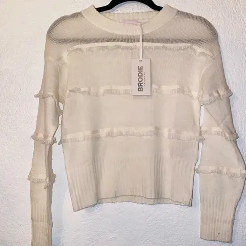 BRODIE CASHMERE FAYE FRINGE CASHMERE CREW White Size XS