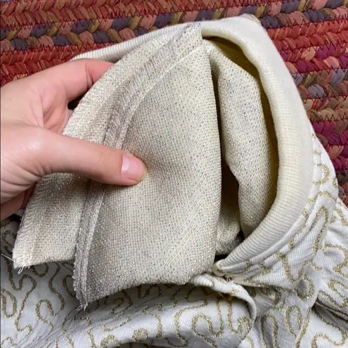 VINTAGE GOLD GLITTER CARDIGAN BUTTON UP SWEATER Size XL