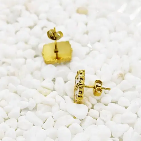 Medieval Renaissance White and Gold Earrings