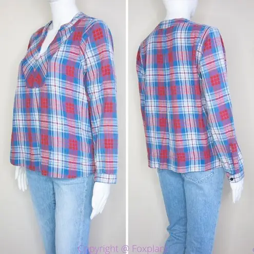 Madewell  Indigo-Dyed Popover Shirt in Casey Plaid, size M‎