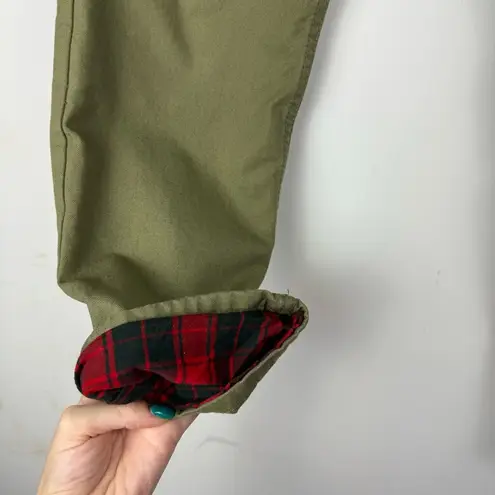 Bit & Bridle Womens Straight Leg Canvas Flannel Lined Pants Sz 10 Olive Green