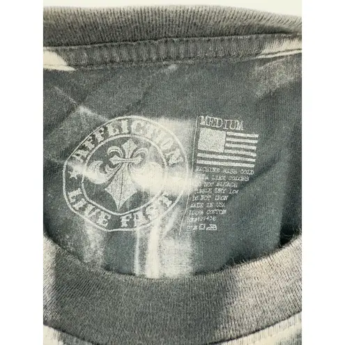 Affliction American Customs Toxin TShirt Womens Medium Biker Fringe Tie Dye 1973