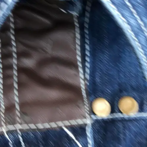 RARE Double D Ranch Bull Embroidered Denim Leather Patchwork Jacket Sz M Blue Size M