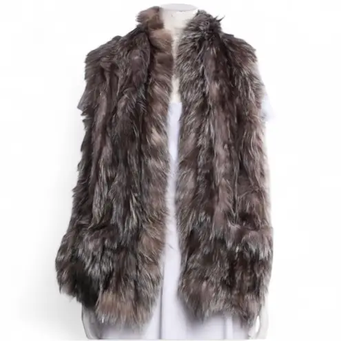 GORSKI Silver Fox Fur Stole with Pockets! NEW with tags $1999 one size! Real fur Gray