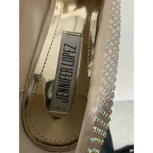 Woman’s Jennifer Lopez Bling Blush Peep Toe Platform Stiletto Heels 8 M Pink