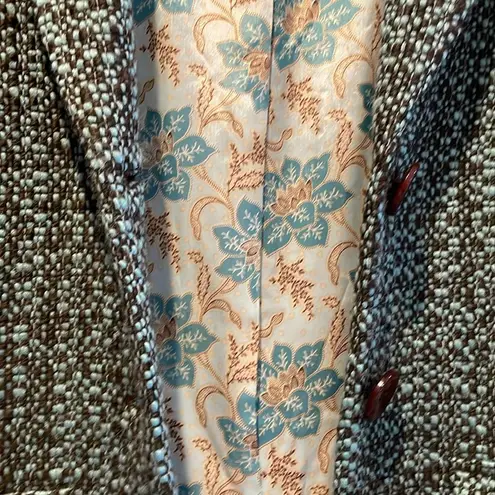 J. Jill Women’s Tweed Cropped Jacket Blazer Turquoise Green Lined Size 6