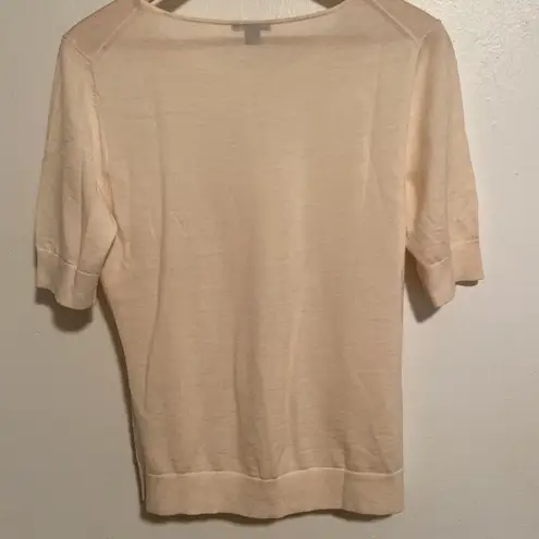 Lafayette 148 Cream Wool Lightweight Sweater Size M
