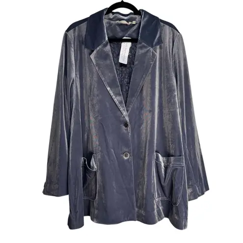 Soft Surroundings Velvet Blazer Jacket Womens 2X Gray Shawl Collar Pockets
