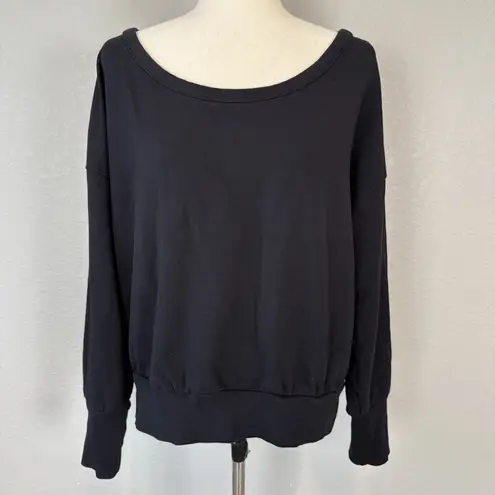Cuyana French Terry Black Pima Cotton Sweater Sweatshirt Size XL Pleat Back