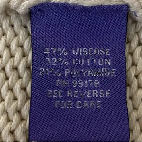 Vivienne Tam ivory Fisherman style, knit sweater w/squared off hem. Small. EUC