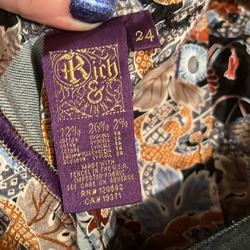 Rich & Skinny Women's SIZE 24 Black Pinstripe wide leg slacks high waisted