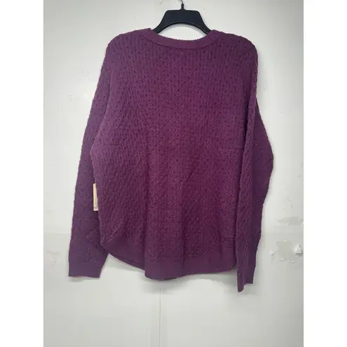 st. john's bay  sweater women's large petite Crewneck Purple Cable Knit NWT