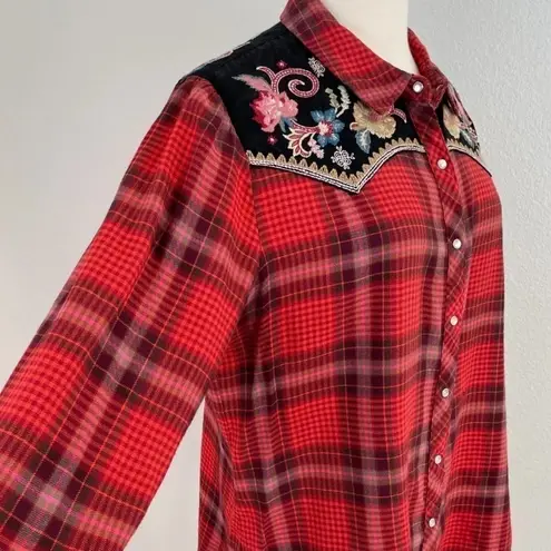 Johnny Was Esme Embroidered Western Shirt Pearl Snap NWT