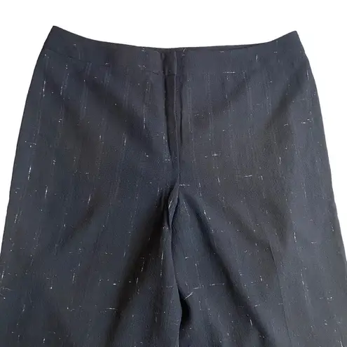 Lafayette 148 Wide Leg Virgin Wool Pant Size 10 Black With White‎ Twill Lines HR