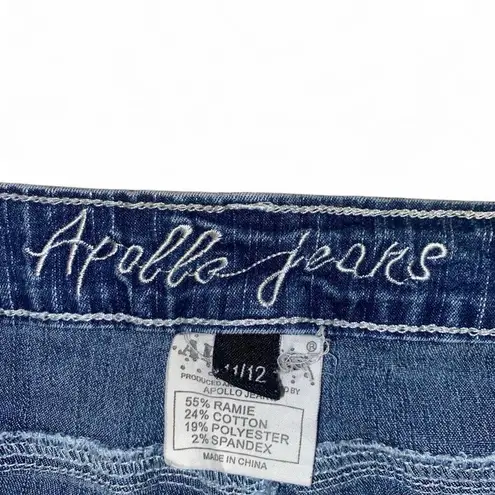 Y2k blue low rise bermuda denim shorts with bedazzled and studded details Size 12