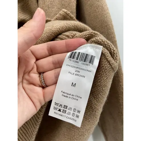 Chloé Chloe Ruffle Sash Cashmere Long Sleeve Crewneck Sweater in Pale Brown Size M