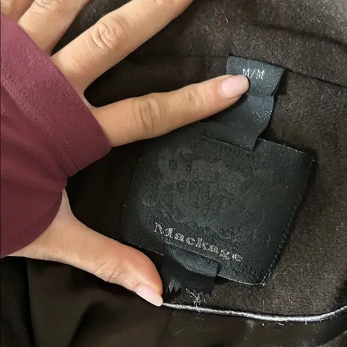 Mackage Vintage Chocolate Brown Wool PEA Coat Size Medium