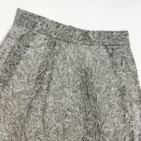 Brunello Cucinelli Paisley Print Silk Midi Skirt Grey Asymmetrical Chiffon