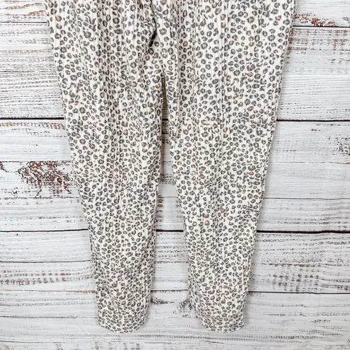 NEW Simply Threads Super Soft Ribbed Animal Print Lounge Joggers, Size Large Brown