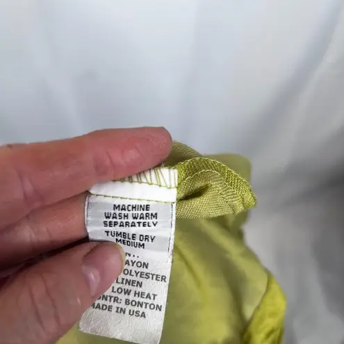 ML & Company Green Chartreuse Crinkle Gathered Midi Skirt Size Small